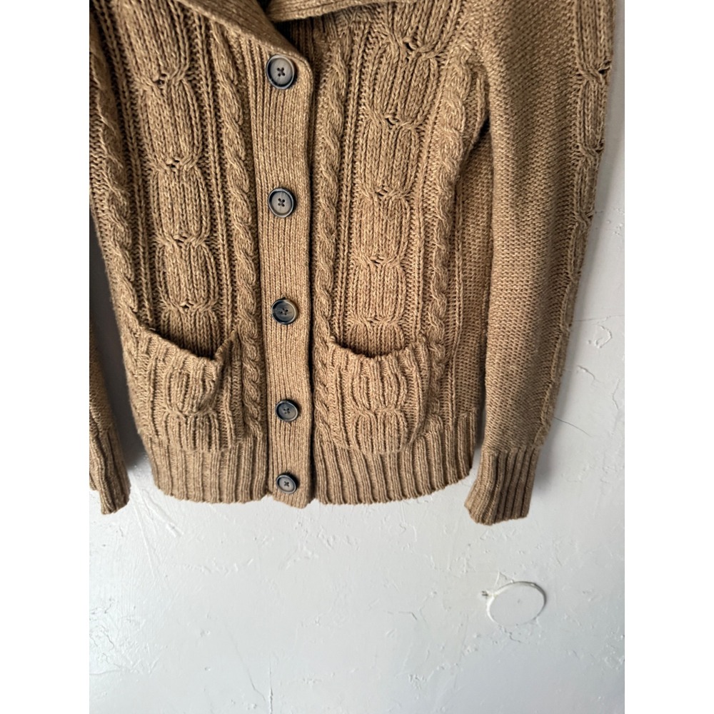 Johns Bay Vintage Y2k Women's‎ Tan Cable Knit Shawl Collar Cardigan Sweater L - Picture 3 of 9